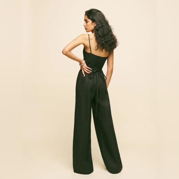 NWT Reformation Ciara Linen Sleeveless Jumpsuit Relaxed Leg Black | size 2 - Picture 3 of 11
